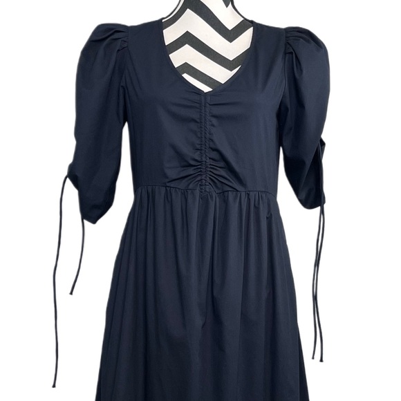 Sea New York 100% Cotton Puff Sleeve Sz XS Minimalist Babydoll Tiered Maxi Dress - Picture 4 of 16